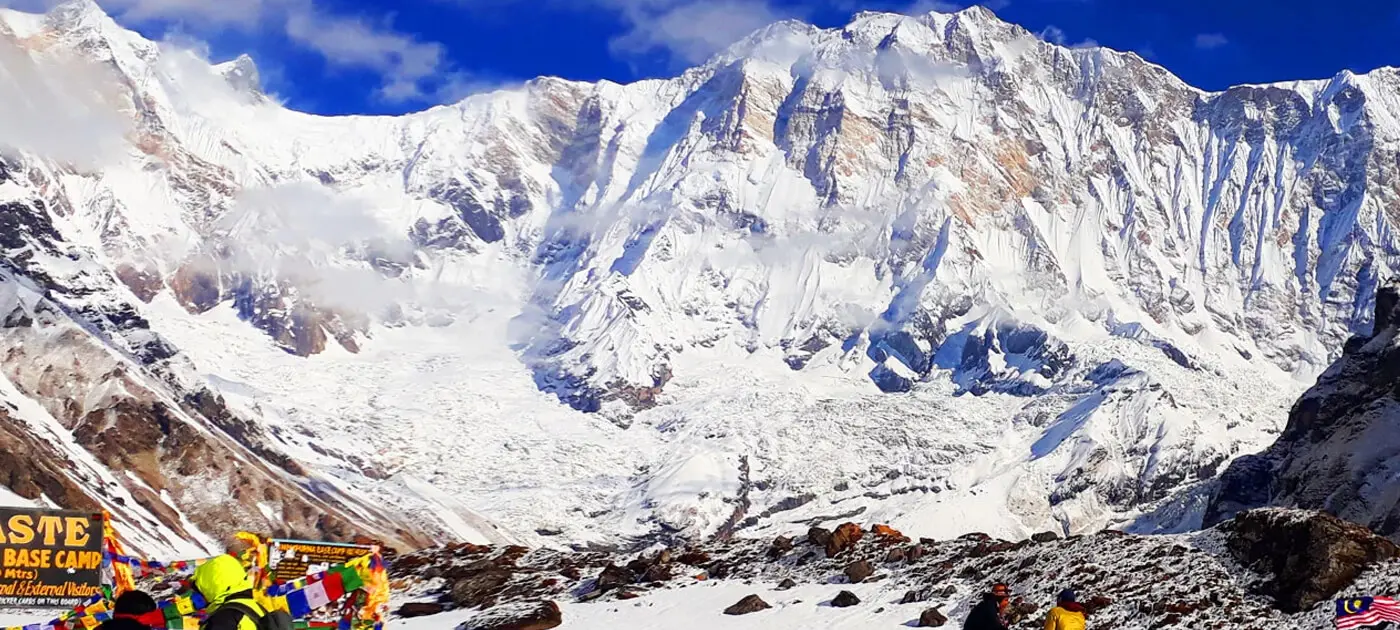 People are gathering from different country to observe morning view of the mountains at Annapurna Base camp.