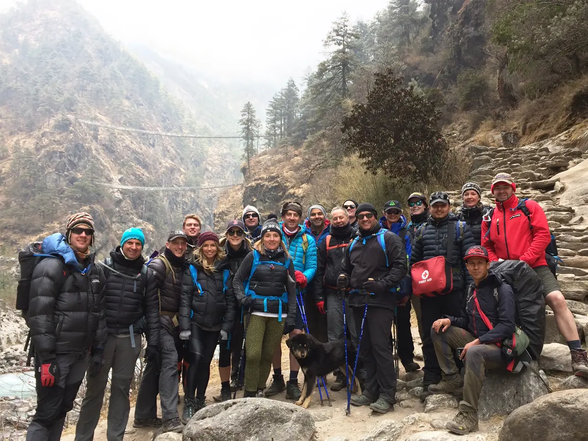 group photo at hillary bridge