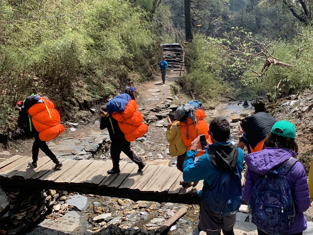 Trekkers heading to Tadapani